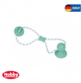 Rubber ball with rope "DENTAL LINE"  50 cm, Ball: Ø 7 cm