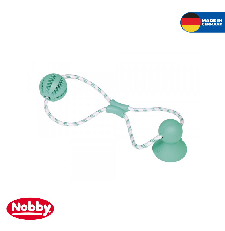 Rubber ball with rope "DENTAL LINE"  50 cm, Ball: Ø 7 cm