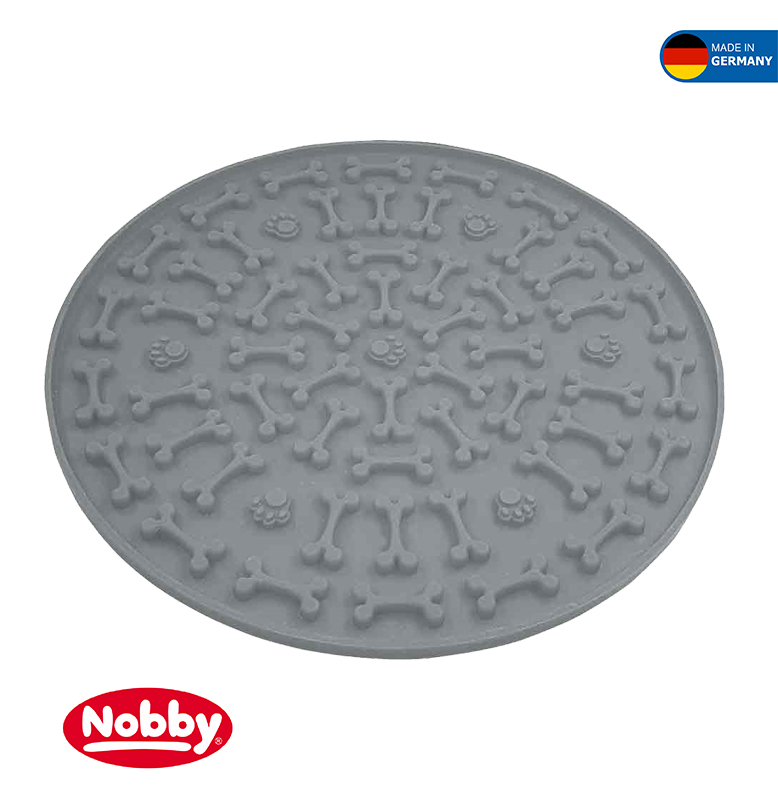 SILICON LICKING MAT "BONE" GREY 20CM