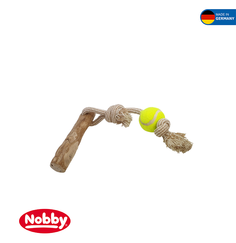 COFFEE WOOD WITH ROPE AND BALL M, 48CM