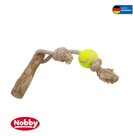 COFFEE WOOD WITH ROPE AND BALL L, 56CM
