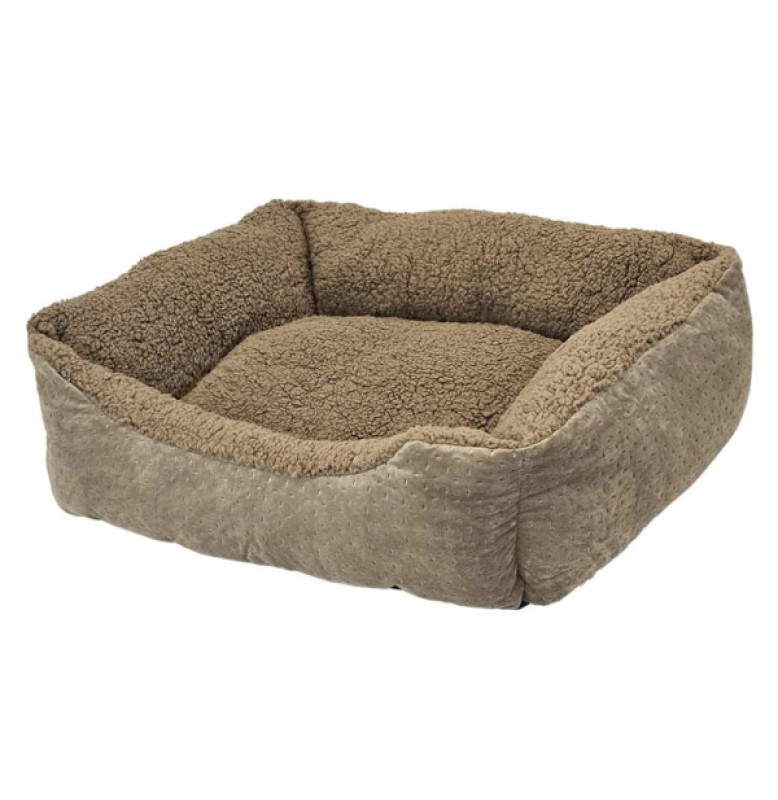 COMFORT BED SQUARE CLASSIC "TEDDY" TAUPE L X W X H: 60 X 50 X 18 CM