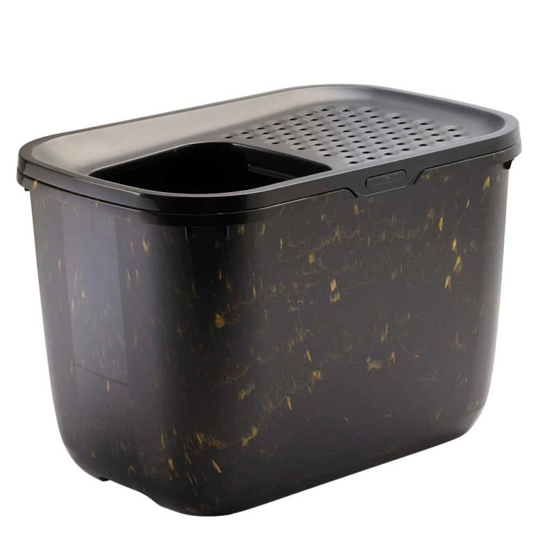 CAT TOILET "HOP IN MARBLE"BLACK/GOLD-BLACK 58,5 X 39 X 39,5 CM