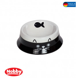 Cat ceramic bowl "FACE" black/white 14 x 4,8cm; 140mL