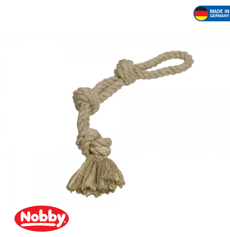 Rope Toy, rope double Sisal-Cotton-Mix 3 knots