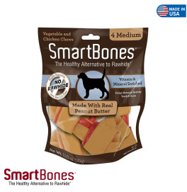 SMART BONES PEANUT BUTTER MEDIUM 4 PIECES SMART BONES PEANUT BUTTER MEDIUM 4 PIECES