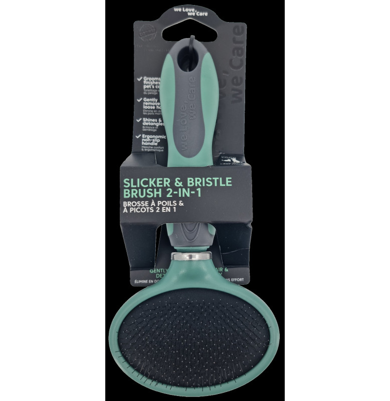 SLICKER & BRISTLE BRUSH 2-IN-1-
