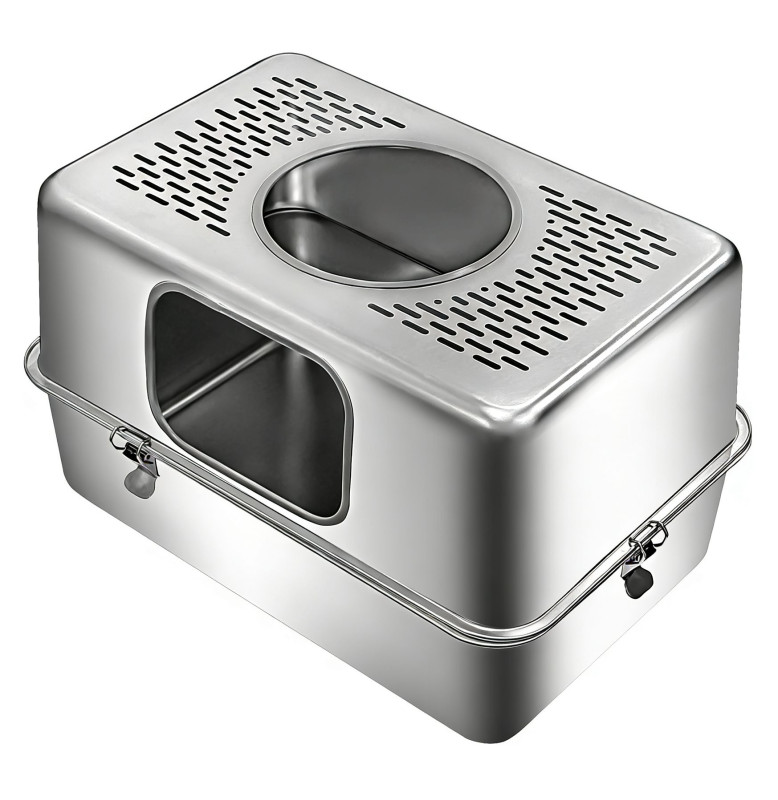 CAT LITTER INOX BOX NEW ORLEAN 201 STAINLESS STEEL GREY 60*40*40CM