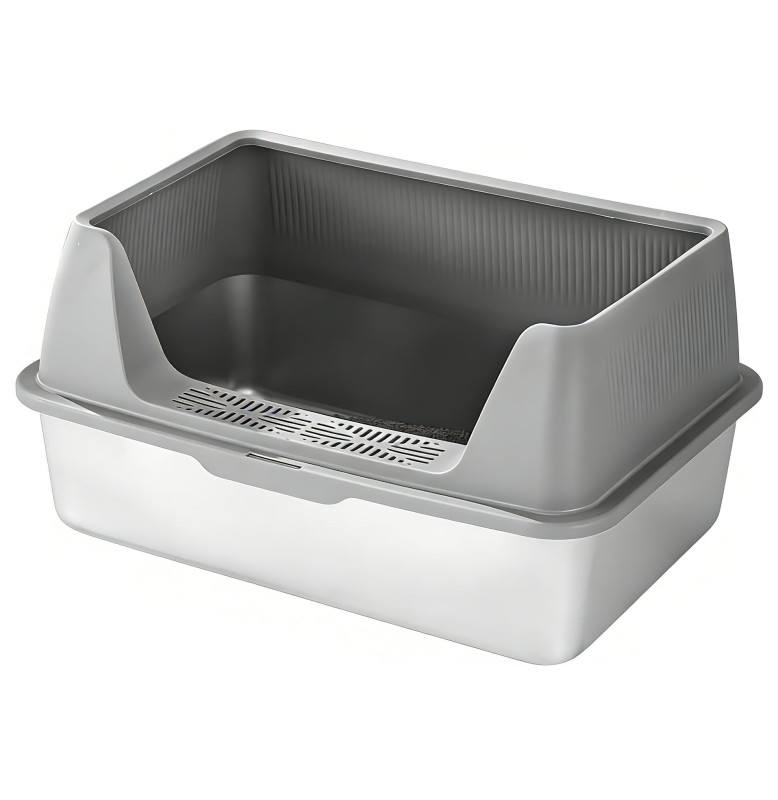 CAT LITTER INOX BOX MIAMI 201 STAINLESS STEEL +PP GREY 60*40*35CM