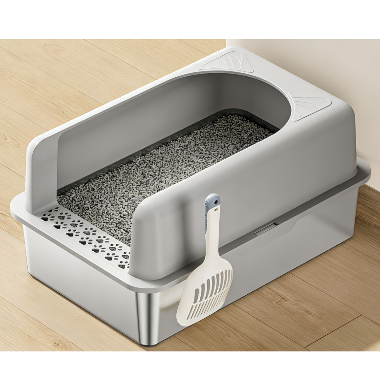 CAT LITTER INOX BOX SAN-DIEGO 201 STAINLESS STEEL +ABS GREY 40*60*15CM