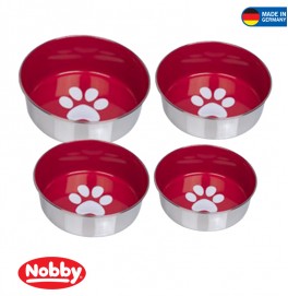STAINLESS STEEL BOWL HEAVY PAW ANTI SLIP RED