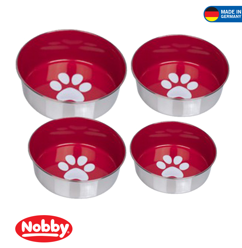 STAINLESS STEEL BOWL HEAVY PAW ANTI SLIP RED