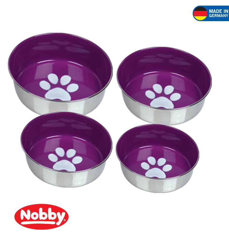 STAINLESS STEEL BOWL HEAVY PAW ANTI SLIP PURPLE 