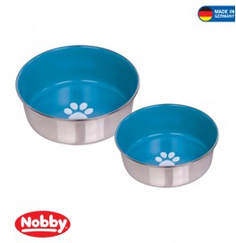 STAINLESS STEEL BOWL HEAVY PAW ANTI SLIP LIGHT BLUE