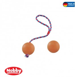RUBBER BALL WITH ROPE ASSORTED COLOURS