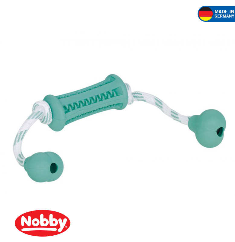 Rubber stick with rope DENTAL FUN bicolour 37 x 9 cm