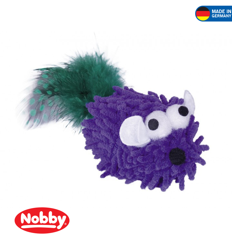 Mopy Mouse with catnip with feather 6 cm Purple