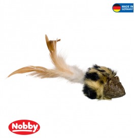 Catnip mouse with plush & feathers 8 cm / 20 cm