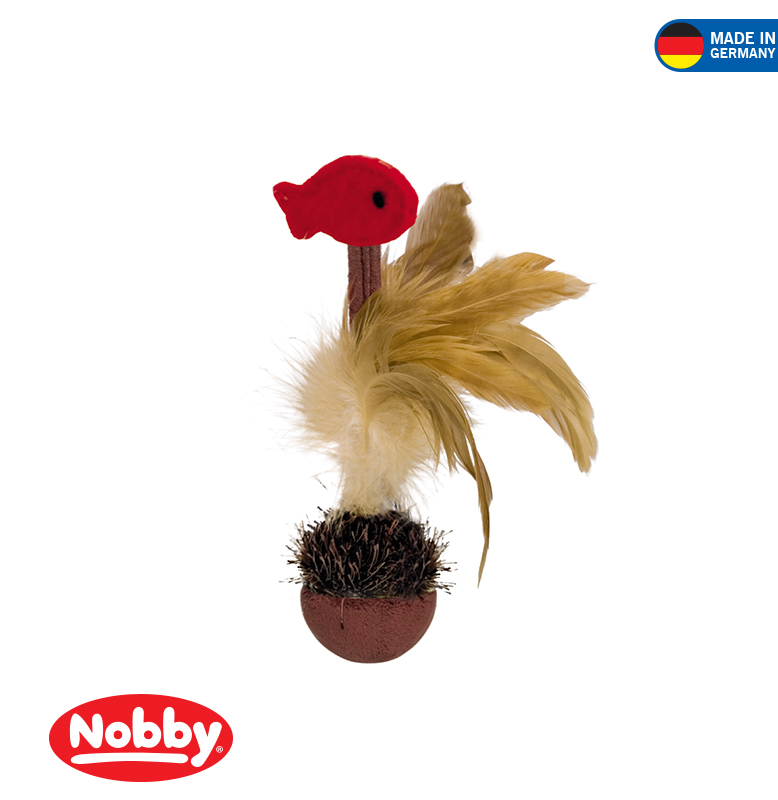 Plush stand-up tball with feathers & catnip 165 cm