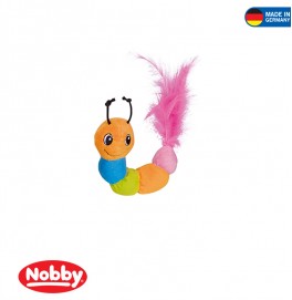 Colourfull worm with feathers & catnip 8 x 8 cm / 20 cm