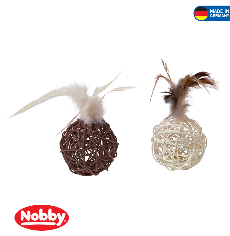 Nestball with feather and bell 16 cm