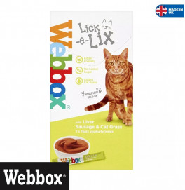 Webbox Cat lick-e-lix with liver sausage and cat grass