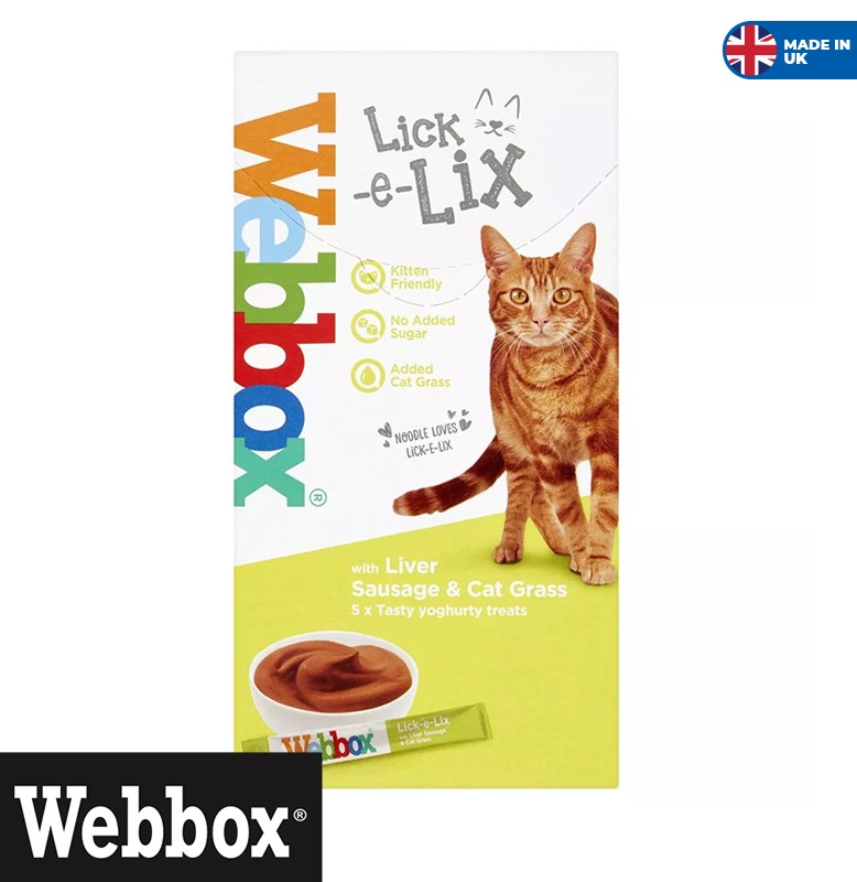 Webbox Cat lick-e-lix with liver sausage and cat grass